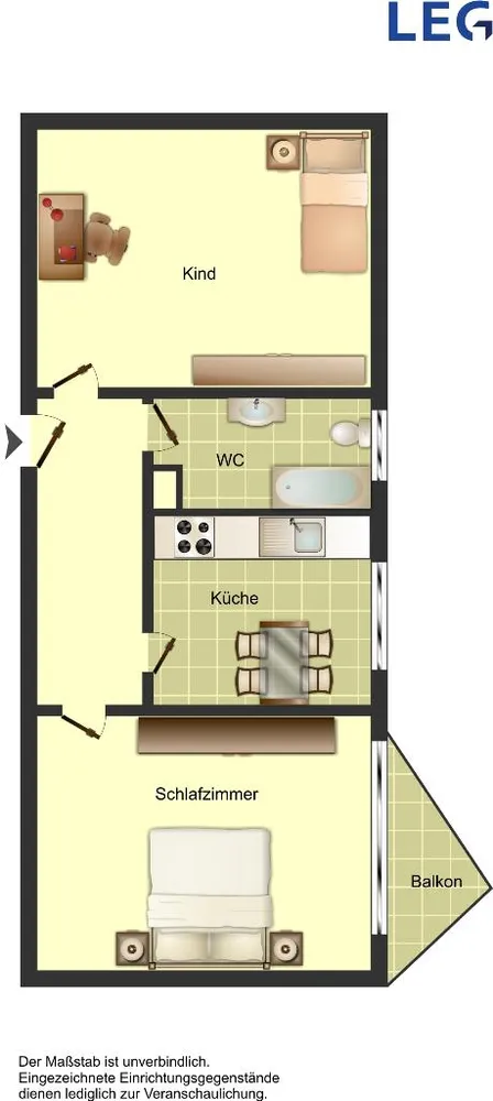 3 Zimmer Wohnung mit 45 m² in Hamm – Bild 2