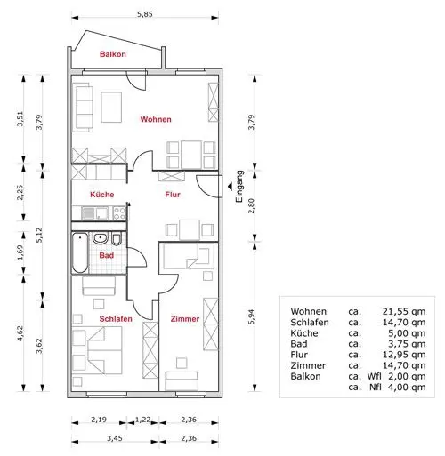 3 Zimmer Wohnung mit 74 m² in Erfurt – Bild 8