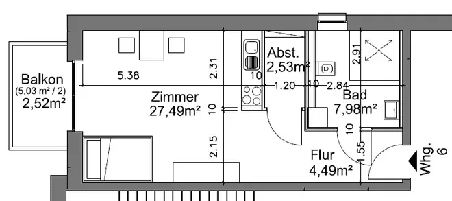 1 Zimmer Wohnung mit 45 m² in Marburg – Bild 5