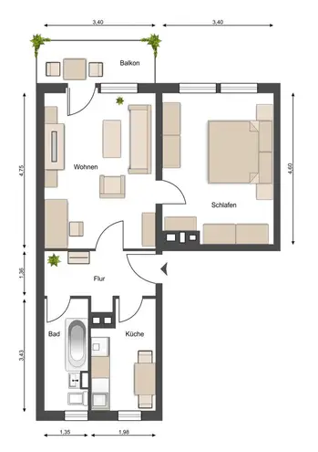 2 Zimmer Wohnung mit 50 m² in Magdeburg – Bild 3