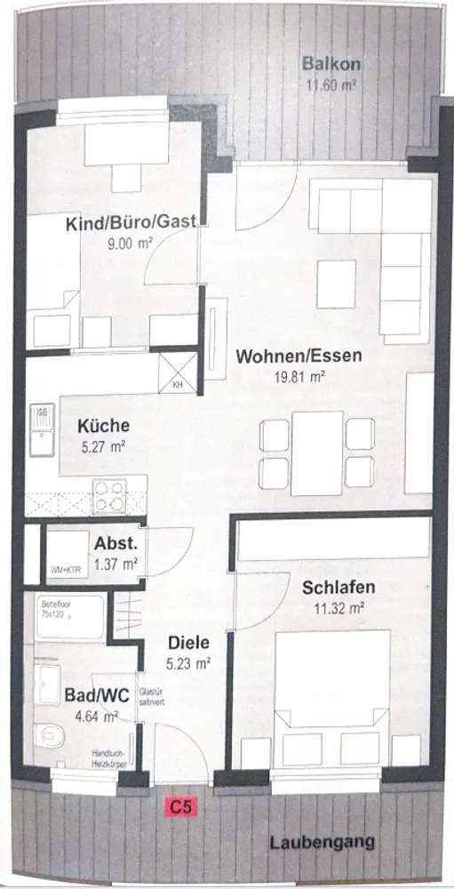 2 Zimmer Wohnung mit 62 m² in Heilbronn – Bild 2