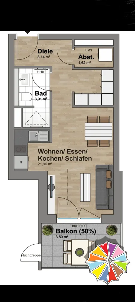1 Zimmer Wohnung mit 34 m² in Frankfurt am Main – Bild 1