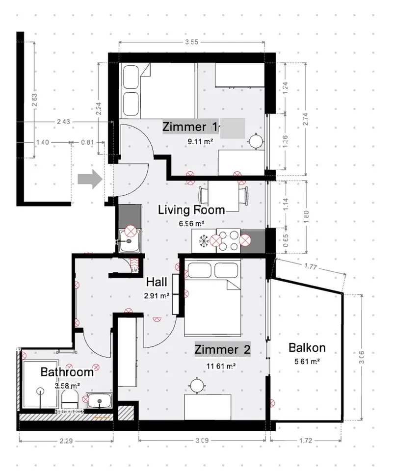 3 Zimmer Wohnung mit 42 m² in Darmstadt – Bild 4