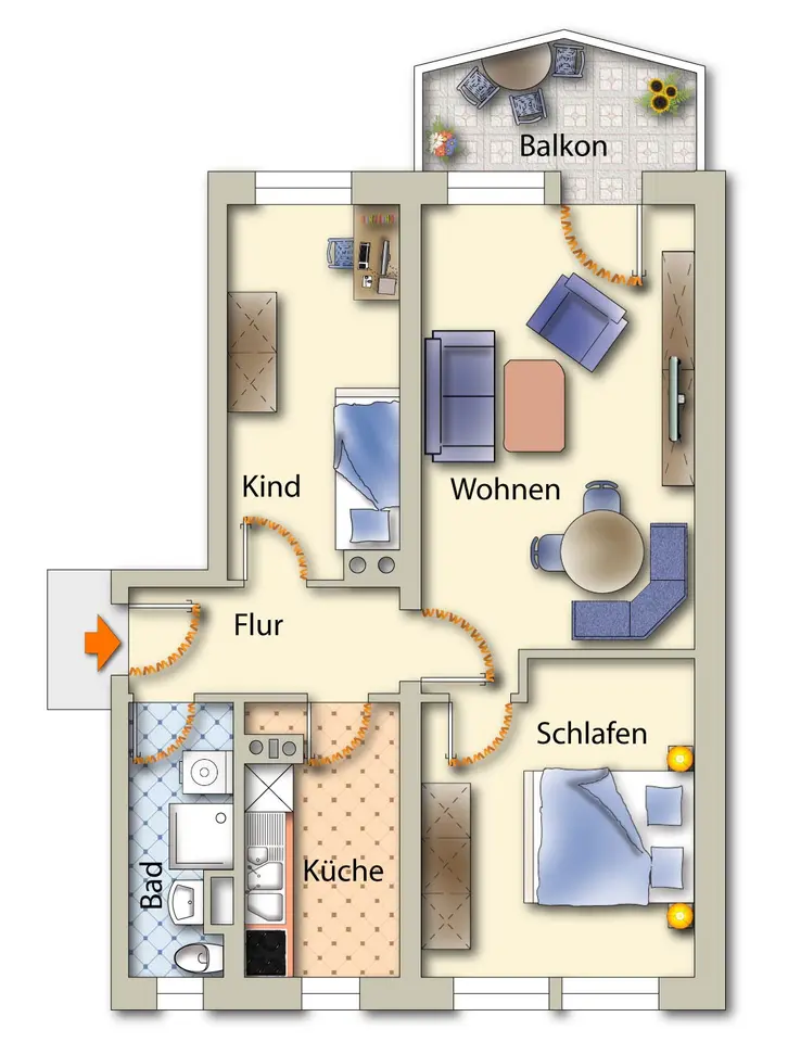 3 Zimmer Wohnung mit 60 m² in Freiberg – Bild 4