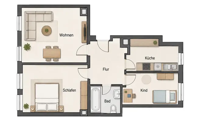 3 Zimmer Wohnung mit 56 m² in Leipzig – Bild 2