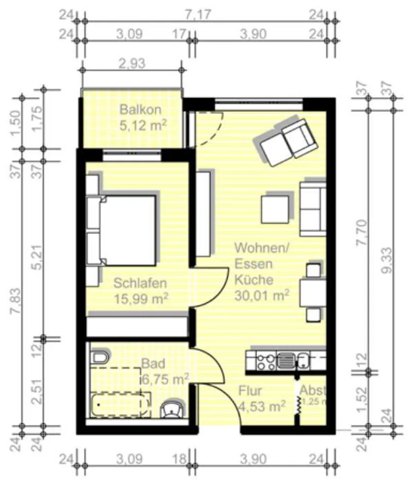 2 Zimmer Wohnung mit 60 m² in Fulda – Bild 4