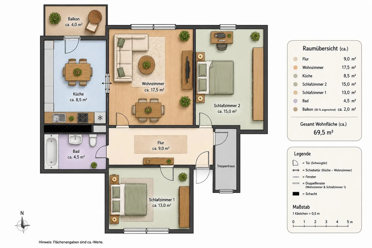 3 Zimmer Wohnung mit 59 m² in Rostock – Bild 1