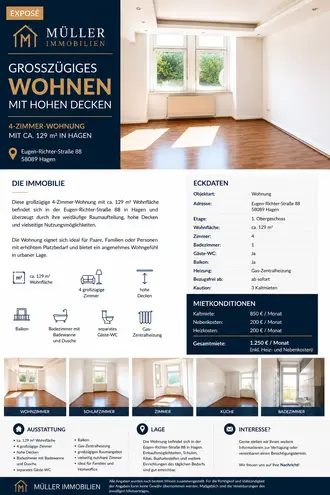 4 Zimmer Wohnung mit 130 m² in Hagen – Bild 1