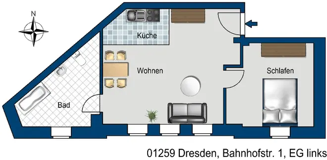 2 Zimmer Wohnung mit 53 m² in Dresden – Bild 2