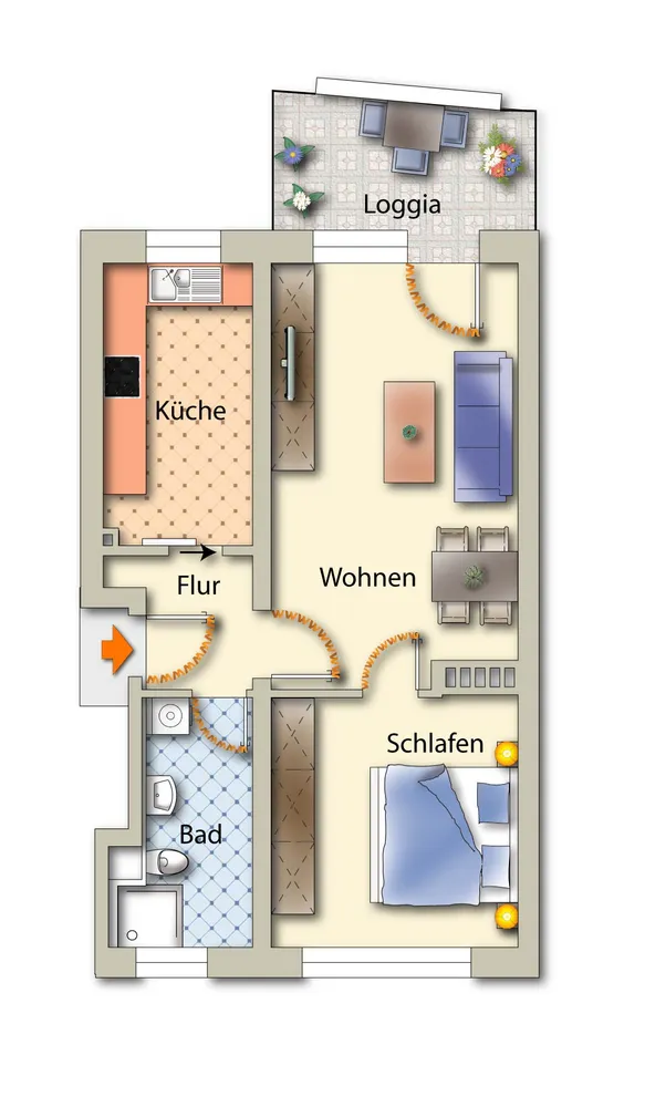 2 Zimmer Wohnung mit 52 m² in Freiberg – Bild 2