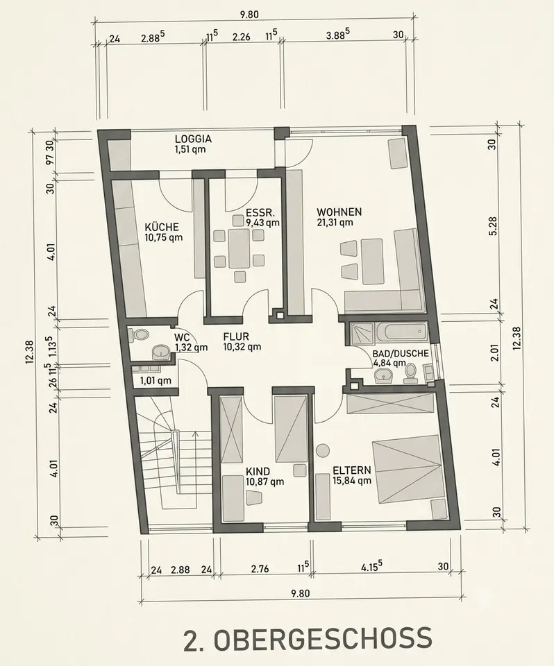 3 Zimmer Wohnung mit 80 m² in Trier – Bild 9
