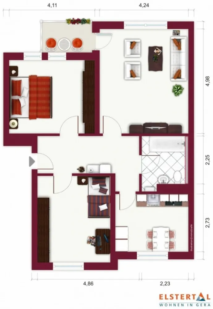 3 Zimmer Wohnung mit 75 m² in Gera – Bild 2