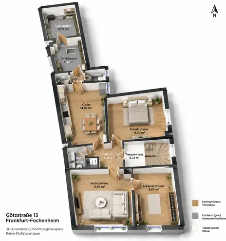 3 Zimmer Wohnung mit 66 m² in Frankfurt am Main – Bild 1