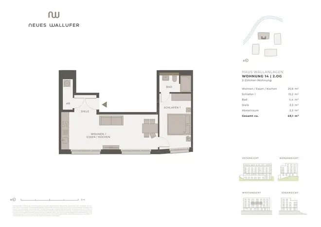 2 Zimmer Wohnung mit 49 m² in Lübeck – Bild 2