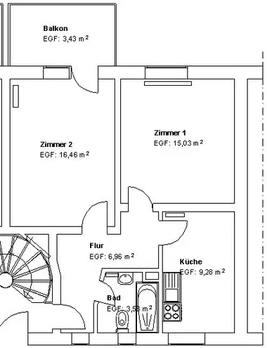 2 Zimmer Wohnung mit 55 m² in Kassel – Bild 2