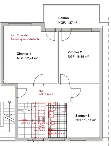3 Zimmer Wohnung mit 72 m² in Kassel – Bild 2