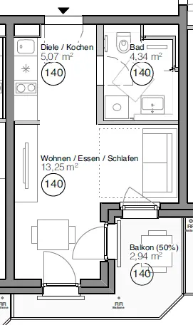 Studio mit 26 m² in München – Bild 4