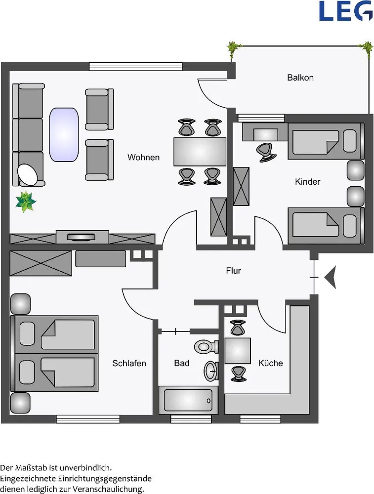 3 Zimmer Wohnung mit 63 m² in Hamm – Bild 2