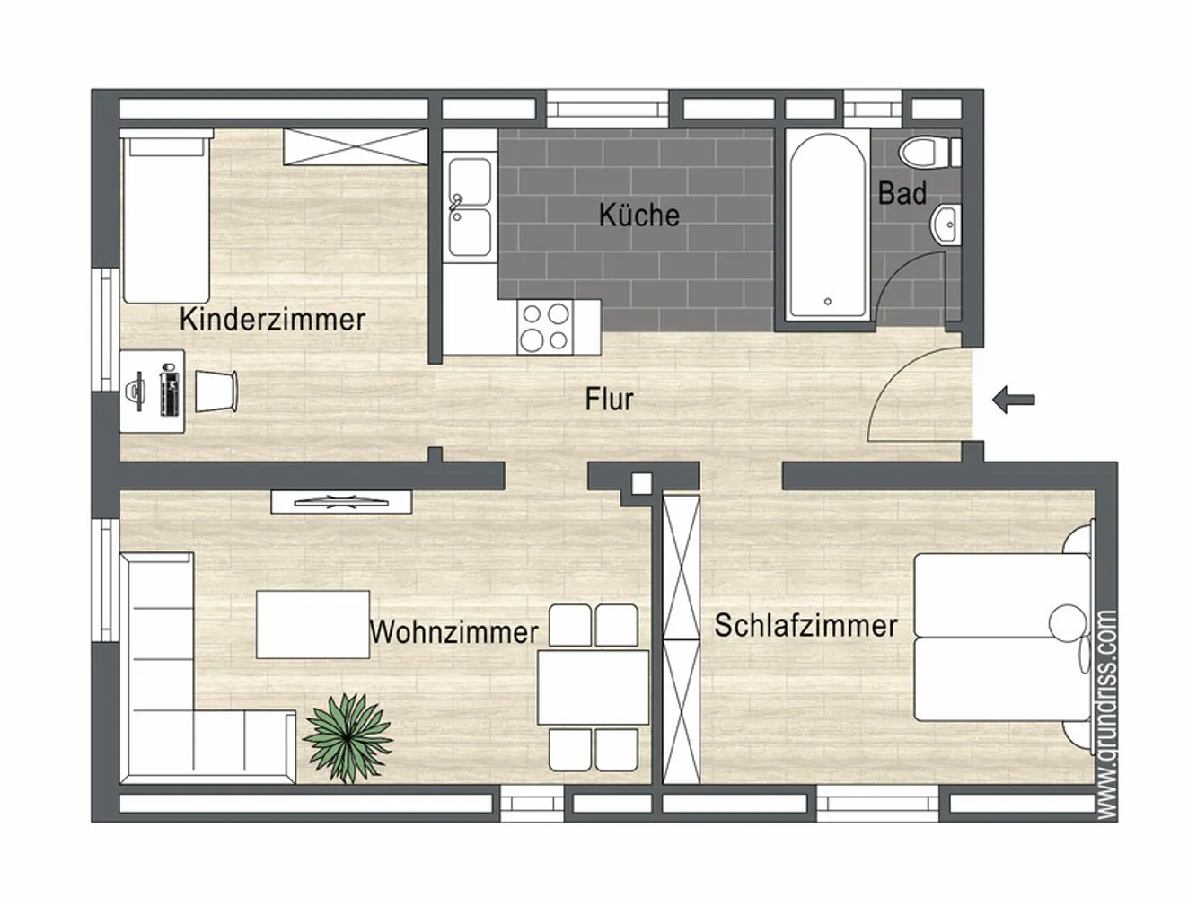 3 Zimmer Wohnung mit 55 m² in Hamburg – Bild 2