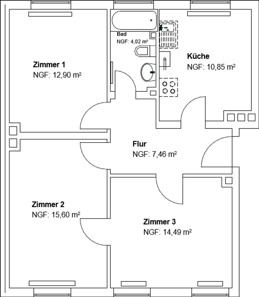 3 Zimmer Wohnung mit 65 m² in Kassel – Bild 2