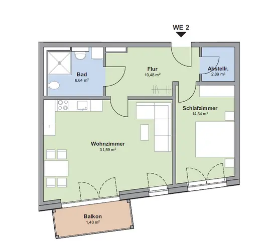 2 Zimmer Wohnung mit 67 m² in Münster – Bild 2