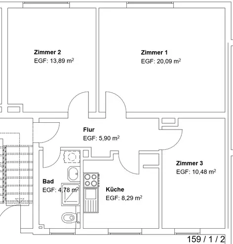3 Zimmer Wohnung mit 64 m² in Kassel – Bild 2