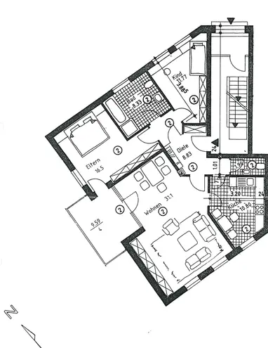 3 Zimmer Wohnung mit 91 m² in Münster – Bild 2