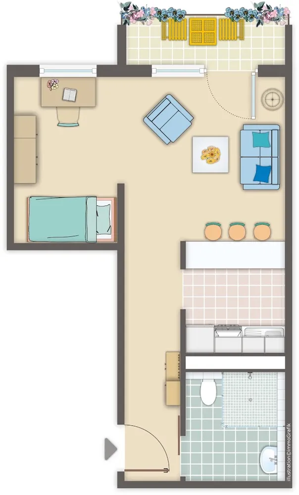 1 Zimmer Wohnung mit 40 m² in Erfurt – Bild 2