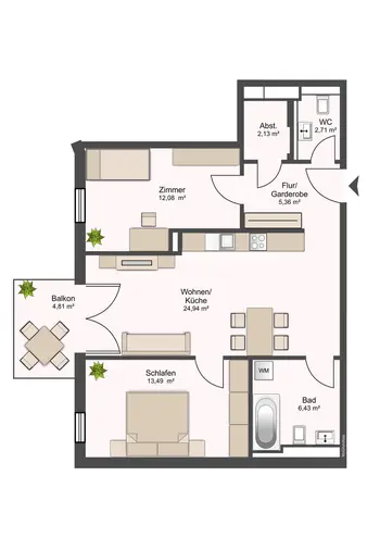 3 Zimmer Wohnung mit 69 m² in Dresden – Bild 2