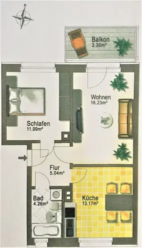 2 Zimmer Wohnung mit 52 m² in Dresden – Bild 1