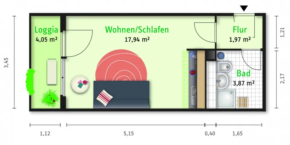Studio mit 26 m² in Halle (Saale) – Bild 5