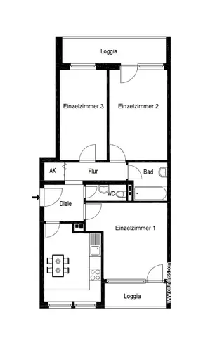 1 Zimmer Wohnung mit 17 m² in Düsseldorf – Bild 3
