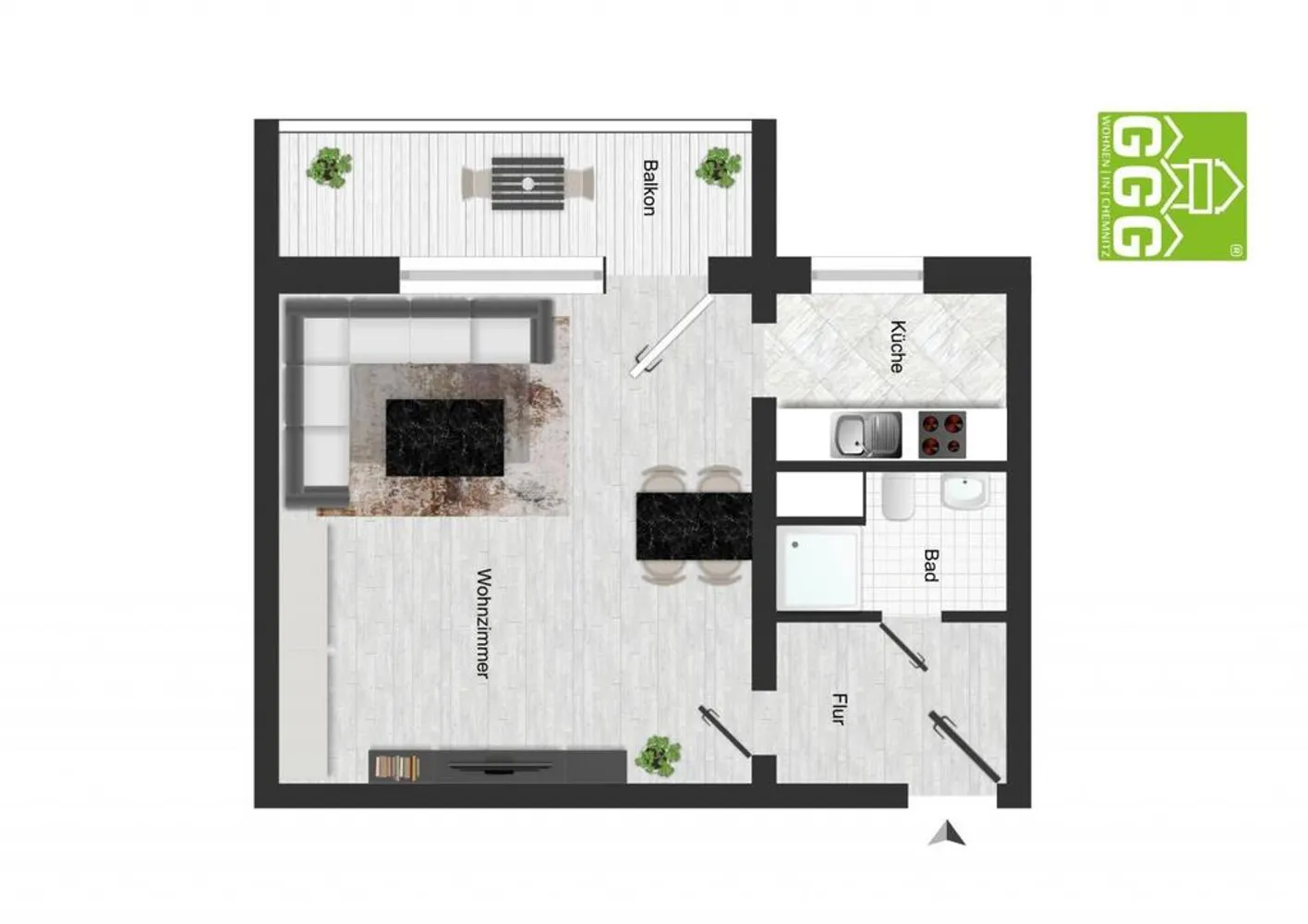 1 Zimmer Wohnung mit 34 m² in Chemnitz – Bild 5