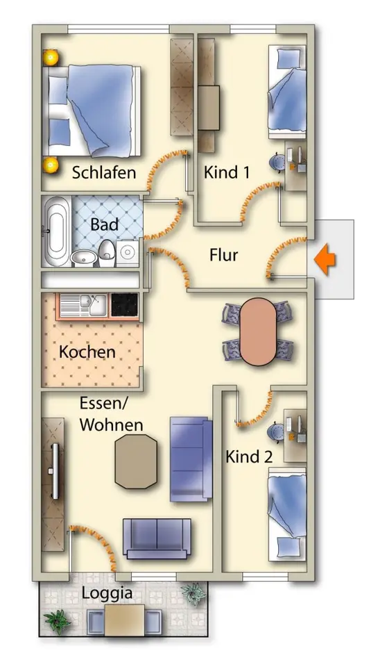 4 Zimmer Wohnung mit 69 m² in Freiberg – Bild 4