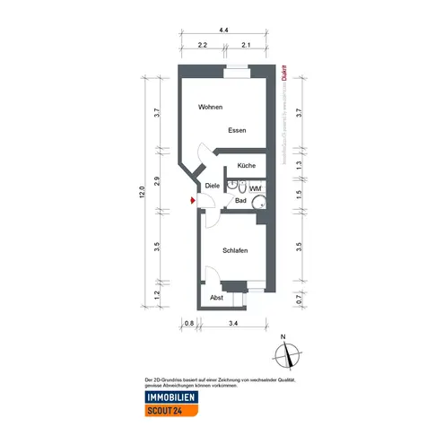 2 Zimmer Wohnung mit 42 m² in Freiburg im Breisgau – Bild 2