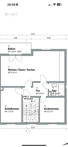 3 Zimmer Wohnung mit 62 m² in Freiburg im Breisgau – Bild 1