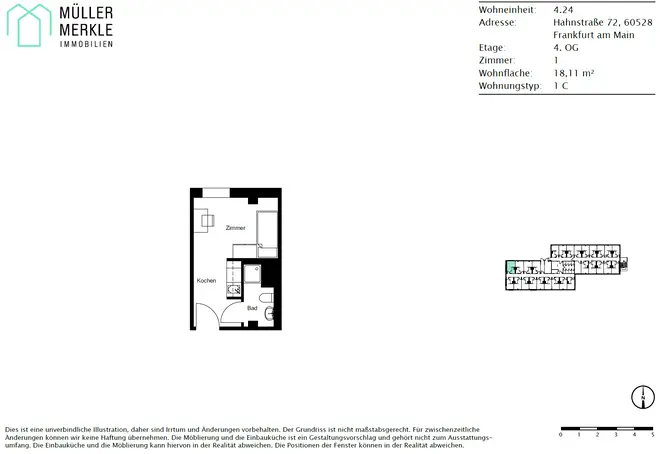 1 Zimmer Wohnung mit 18 m² in Frankfurt am Main – Bild 8
