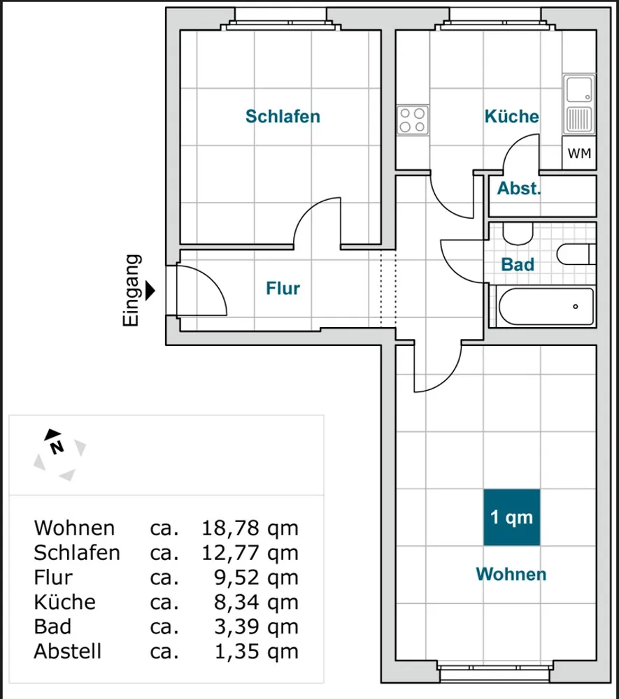 2 Zimmer Wohnung mit 54 m² in Dresden – Bild 2