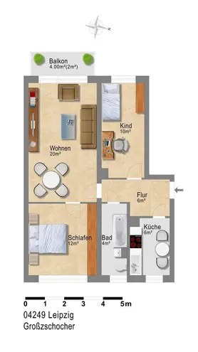 3 Zimmer Wohnung mit 58 m² in Leipzig – Bild 12