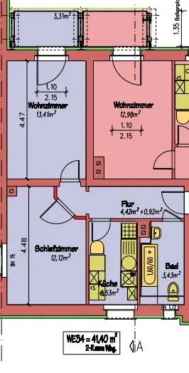 2 Zimmer Wohnung mit 42 m² in Freiberg – Bild 6