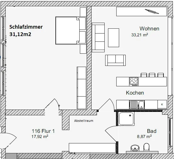 2 Zimmer Wohnung mit 90 m² in Detmold – Bild 5