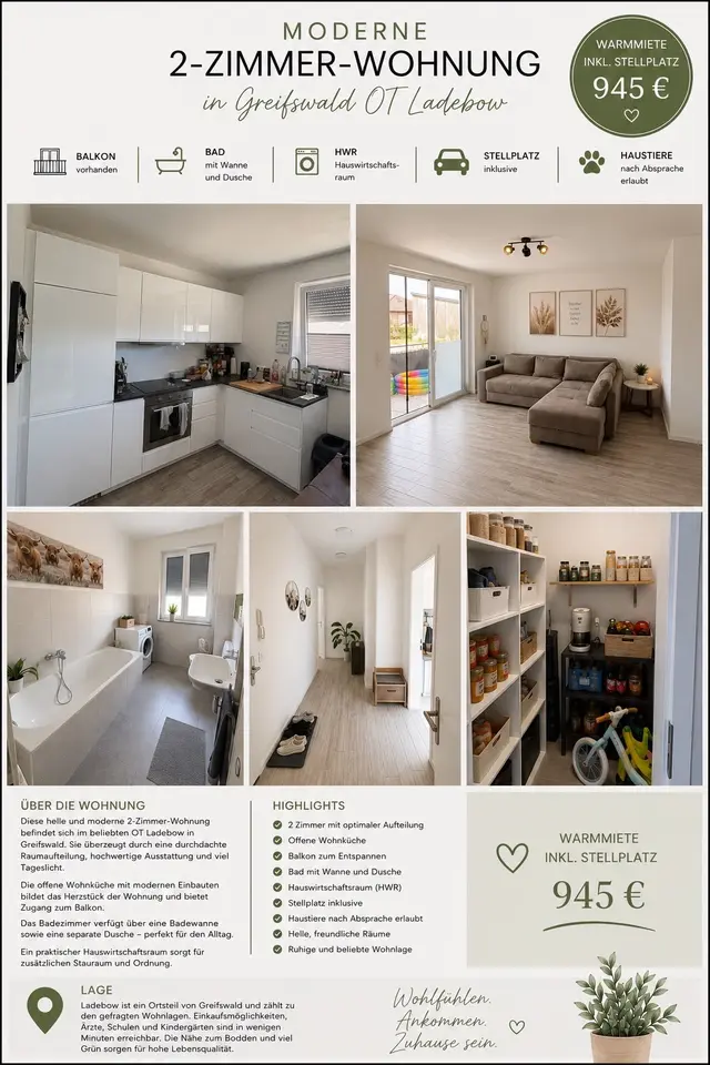 2 Zimmer Wohnung mit 69 m² in Greifswald – Bild 3