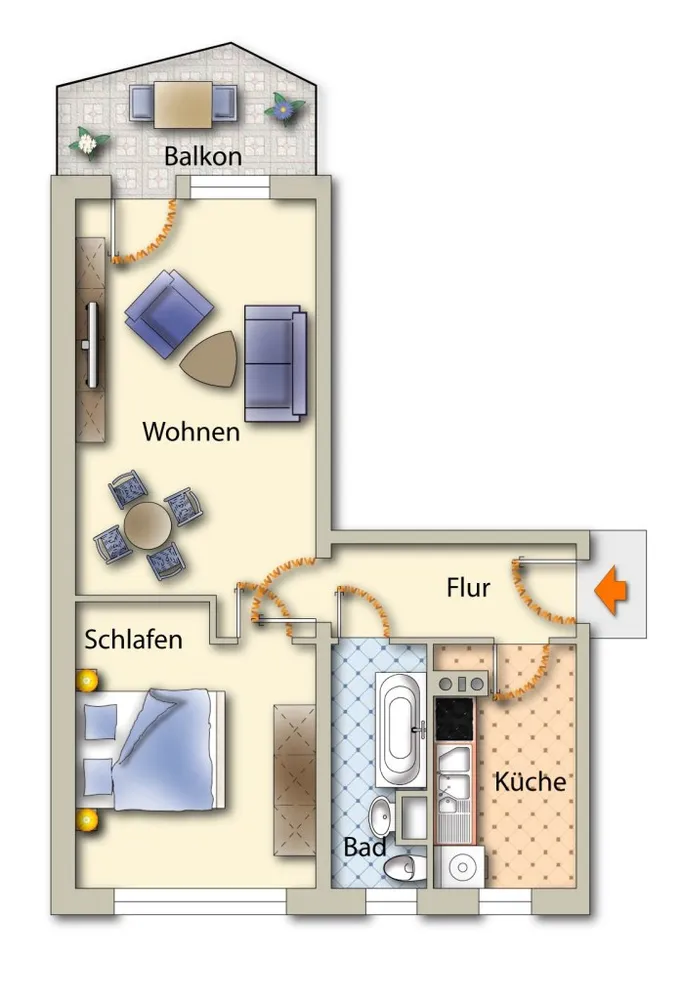2 Zimmer Wohnung mit 50 m² in Freiberg – Bild 4