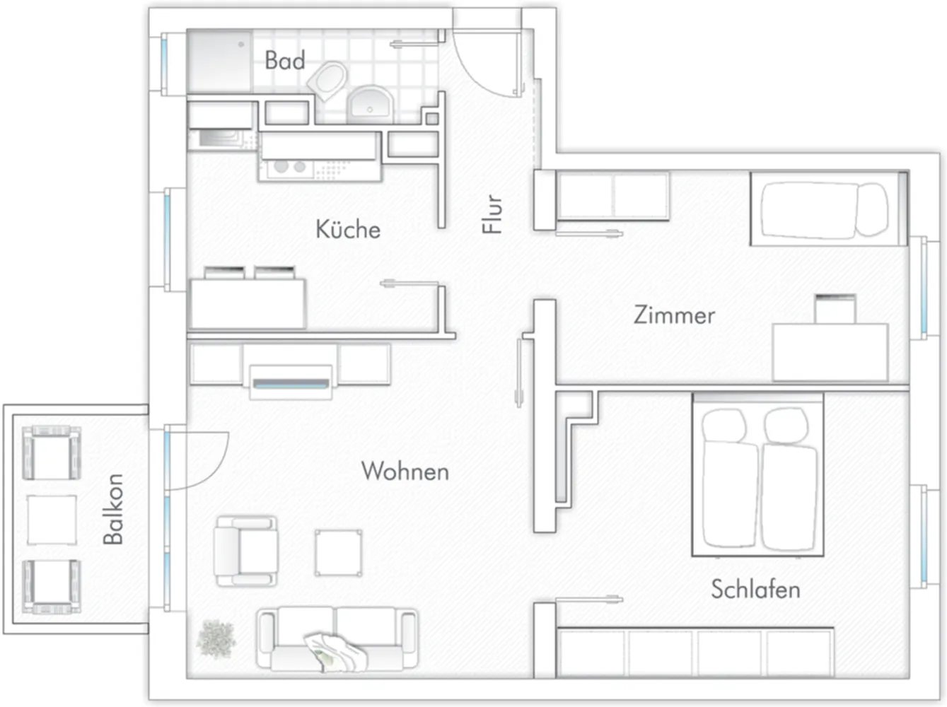 3 Zimmer Wohnung mit 59 m² in Lübeck – Bild 1