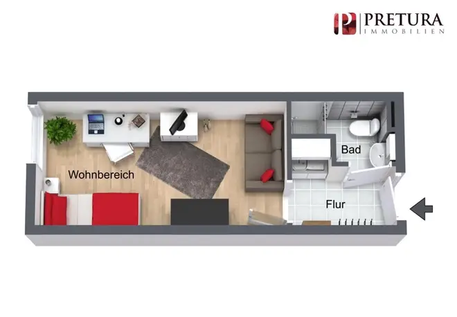 1 Zimmer Wohnung mit 21 m² in Mannheim – Bild 3
