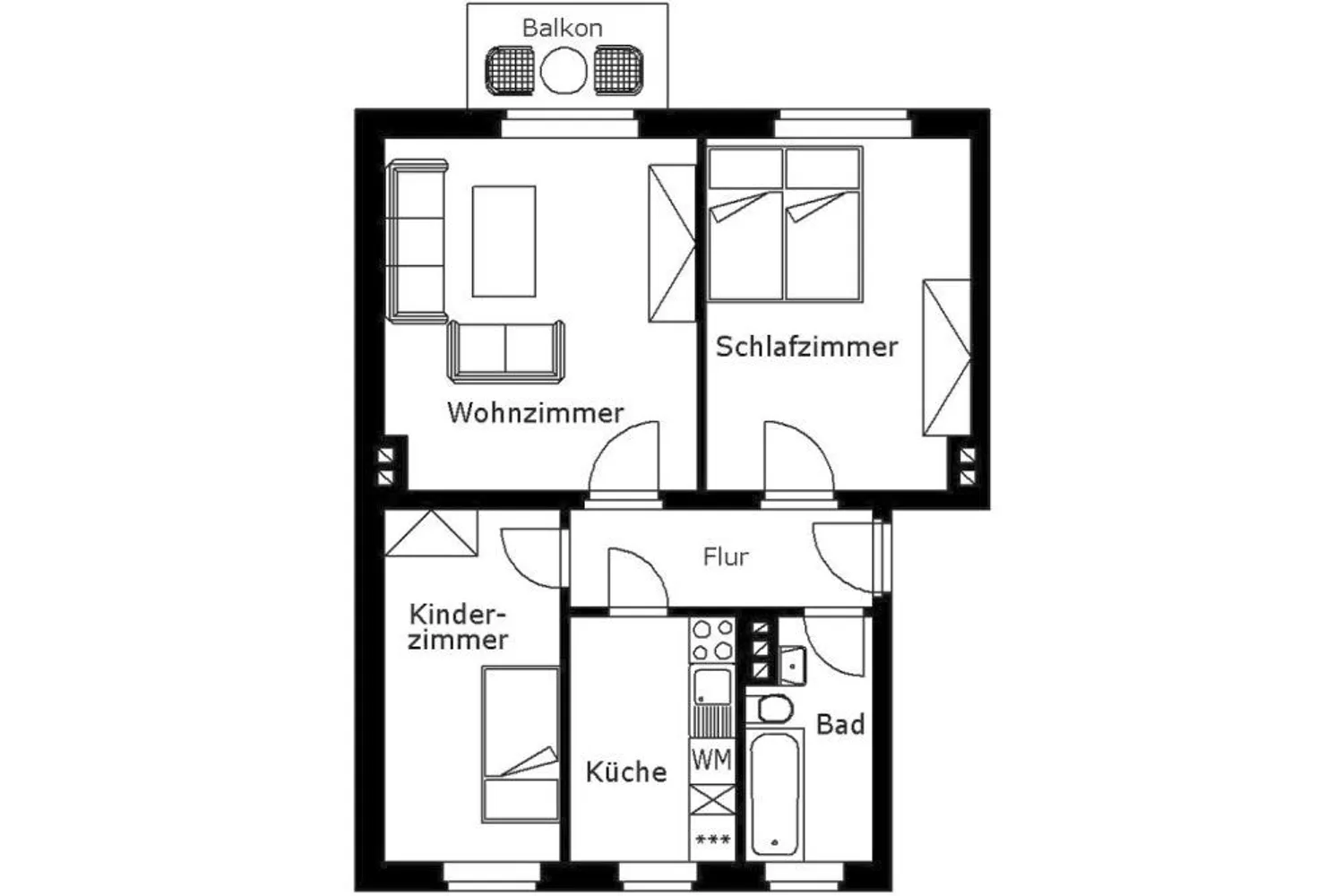 3 Zimmer Wohnung mit 60 m² in Plauen – Bild 2