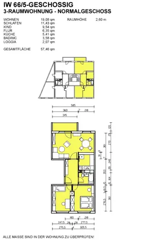 3 Zimmer Wohnung mit 57 m² in Dresden – Bild 2