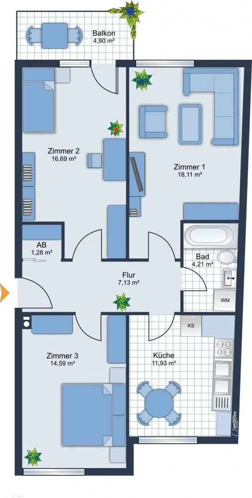 3 Zimmer Wohnung mit 74 m² in Eberswalde – Bild 2