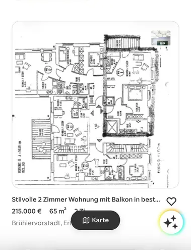 2 Zimmer Wohnung mit 65 m² in Erfurt – Bild 2