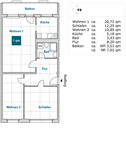 3 Zimmer Wohnung mit 64 m² in Dresden – Bild 2